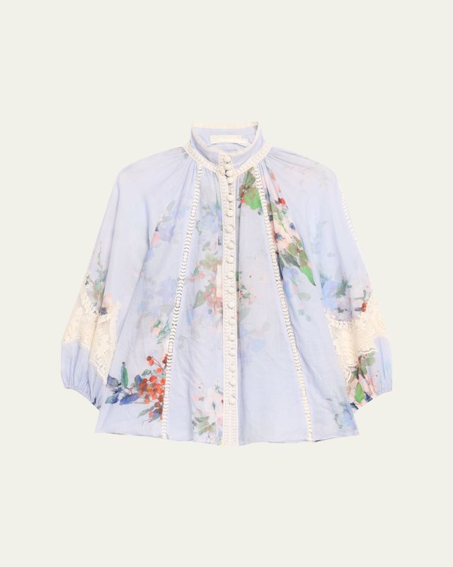 Everley Floral Lace Trim Blouse